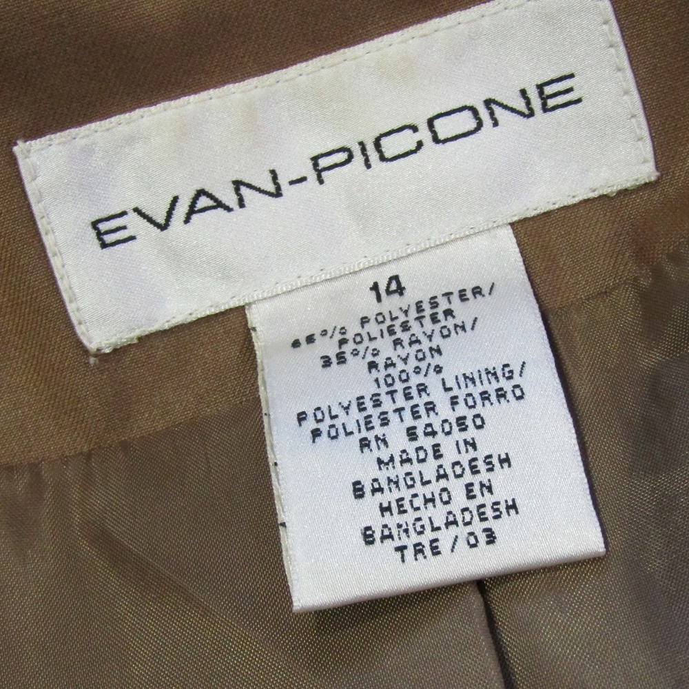 Evan Picone Brown Suit Coat Blazer Size 14 - Picture 4 of 4